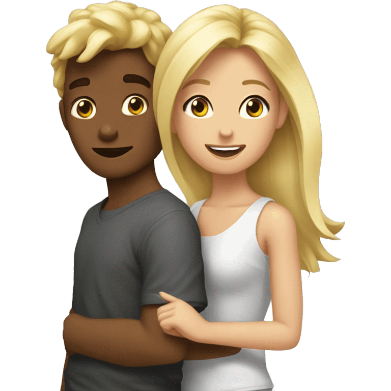 rubia y pelinegro besandose  emoji