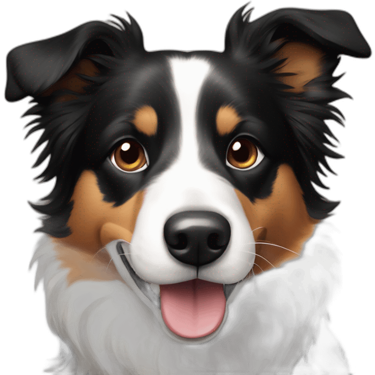 happy tri coloured border collie emoji