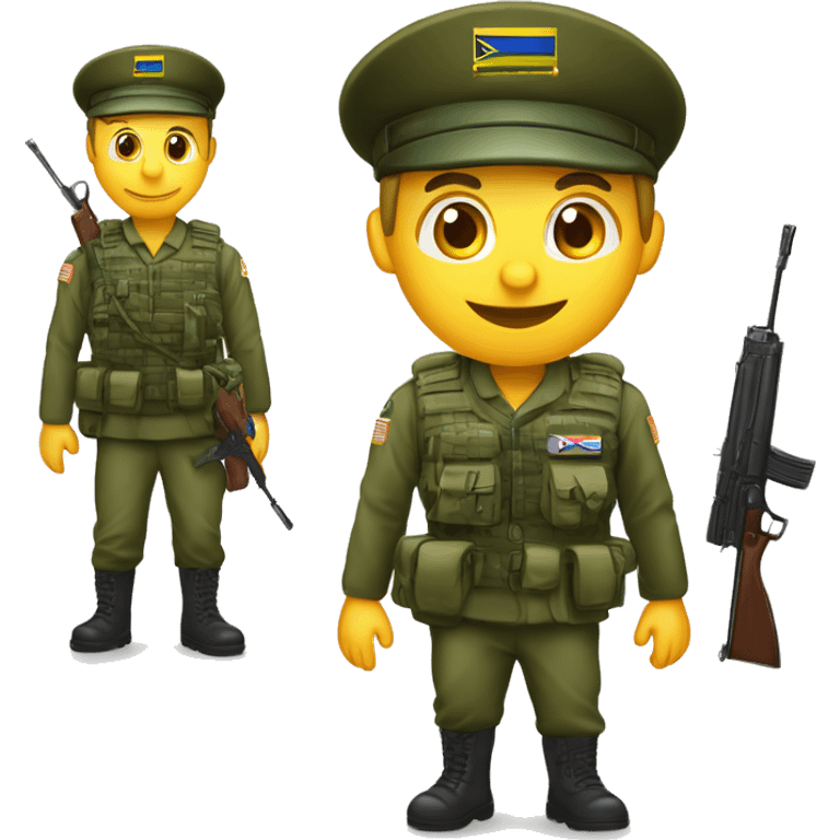 crie um emoji de um militar do exercito brasileiro com o camuflado típico, da pele morena emoji