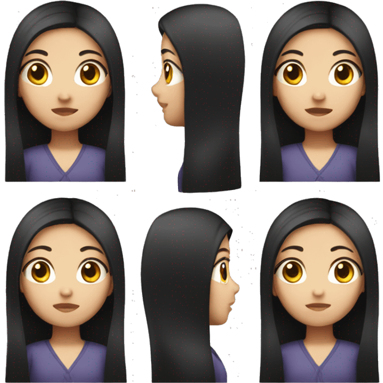 Asian girl with long dark hair middle part emoji