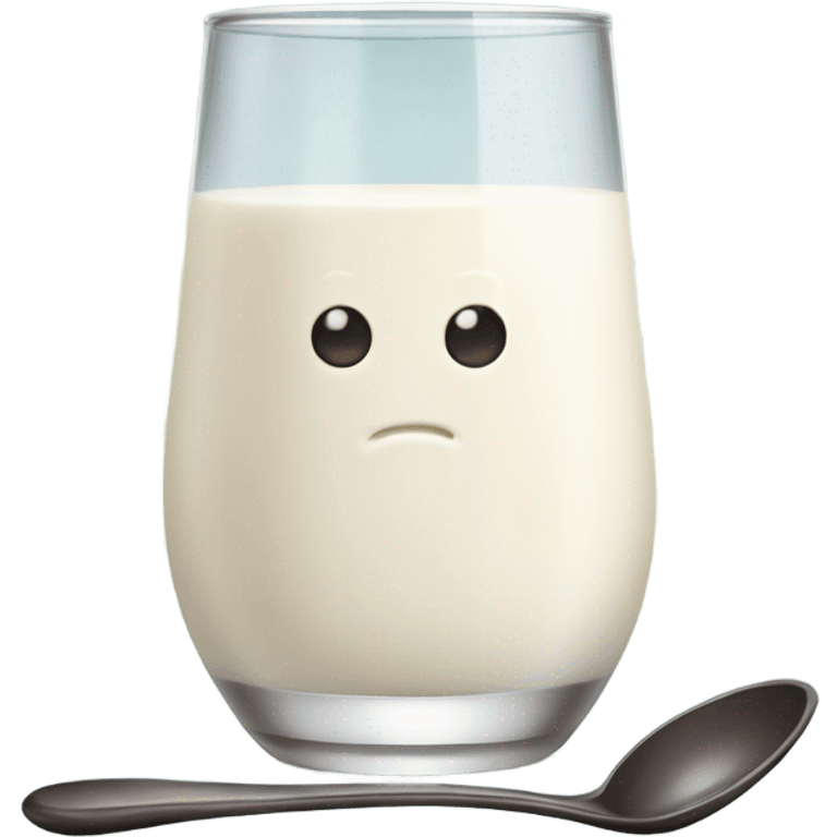 Vanilla milk in glass and spoon emoji