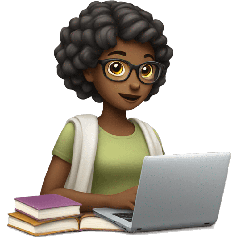 girl with laptop and book but more pretty emoji