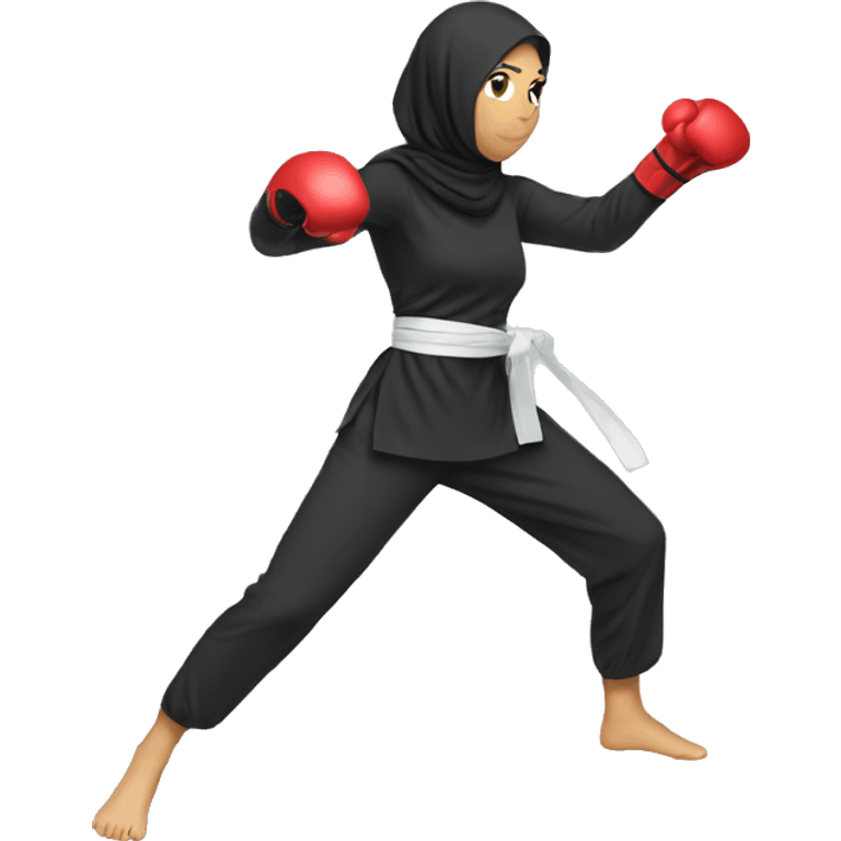 Woman kickboxing wearing hijab emoji