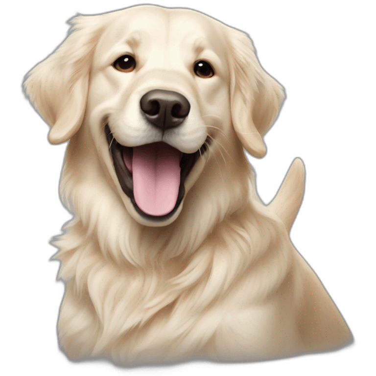 English cream retriever being super happy emoji