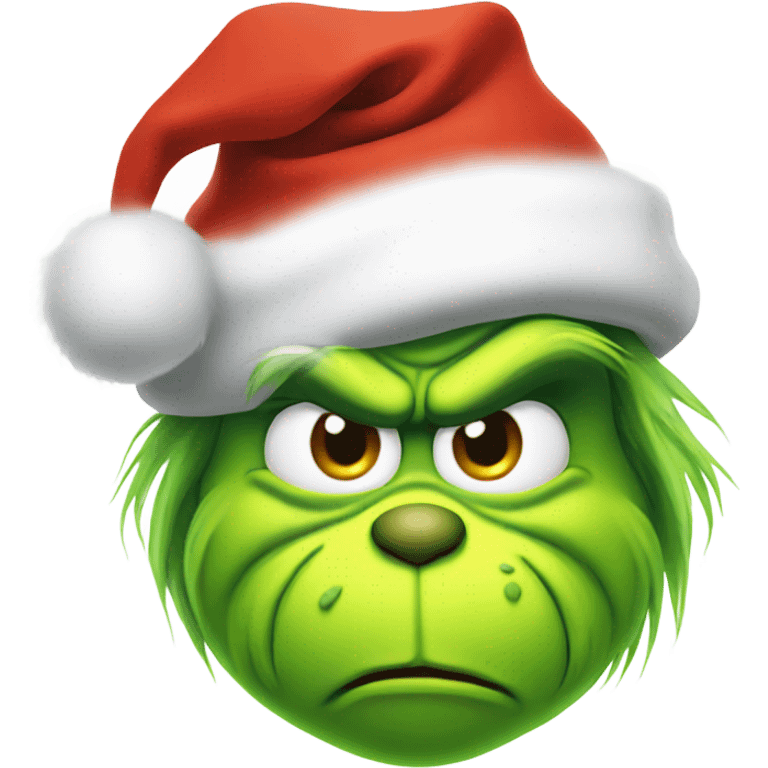 Grinch wearing a Santa hat emoji