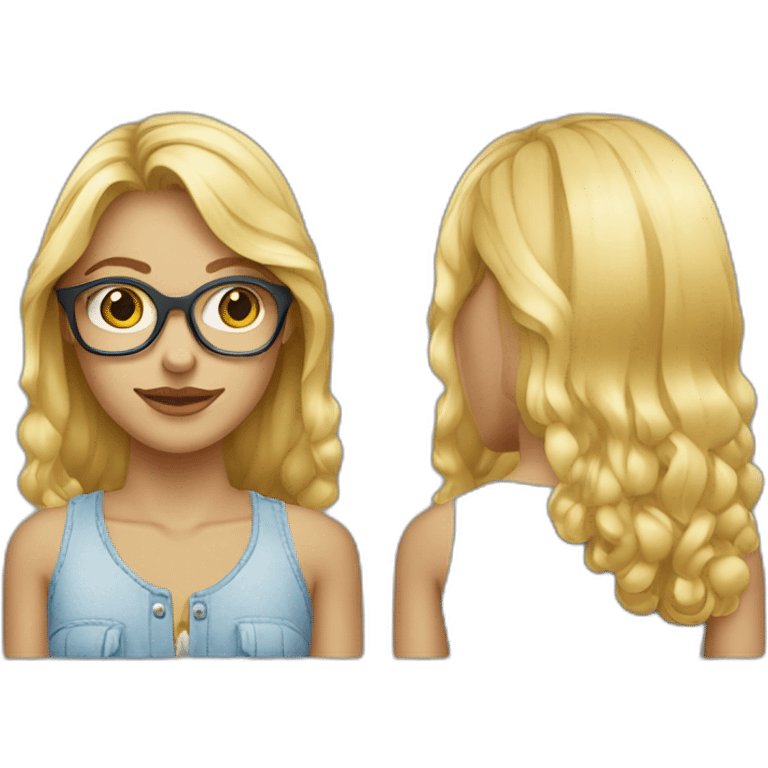 Une adolescente blonde qui porte des lunettes et des vêtements oversise  emoji