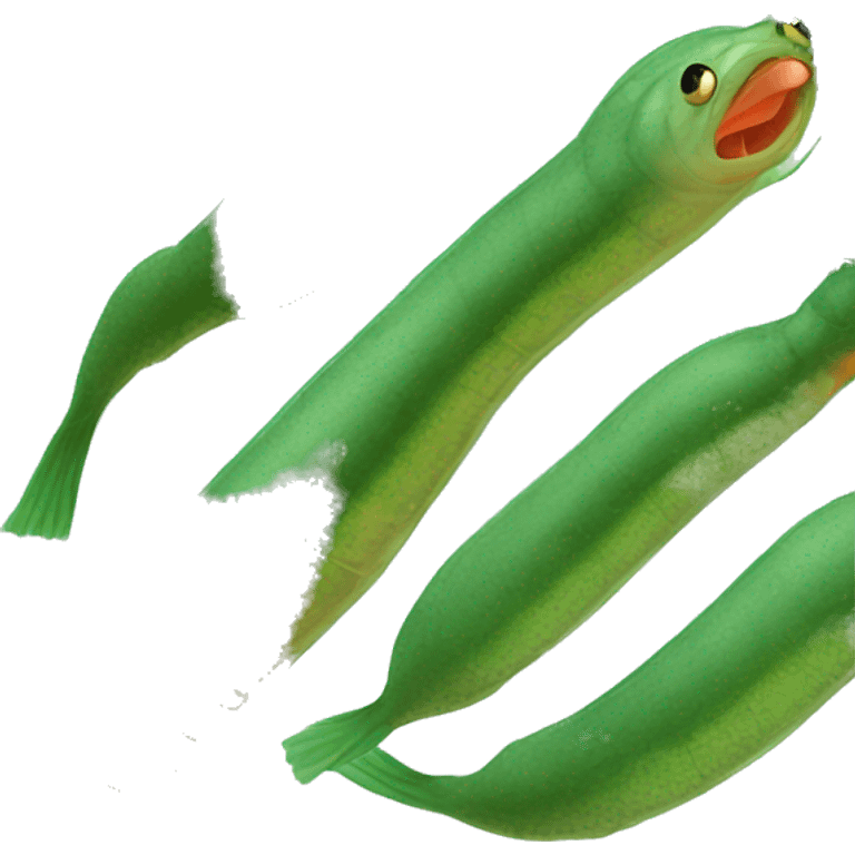 Green and orange leech with oral sucker and caudal sucker emoji