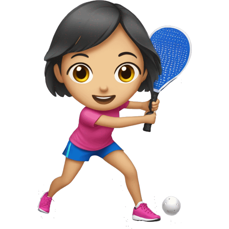 Asian girl is playing pickleball emoji