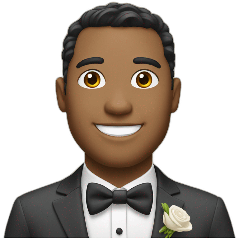 A mixed-race happy, good looking groom emoji