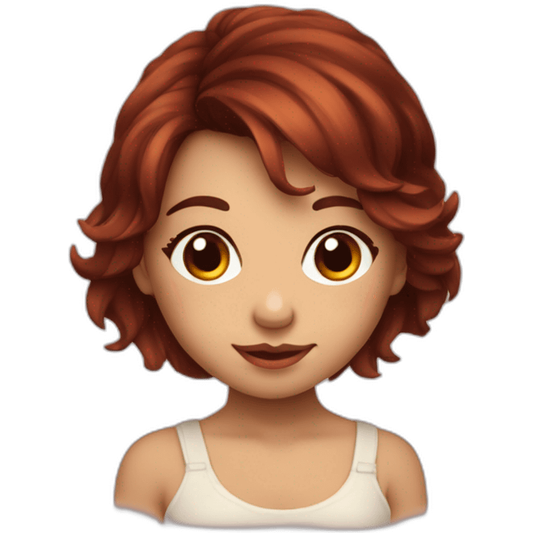 fille mignonne cheveux bordeaux yeux marron emoji