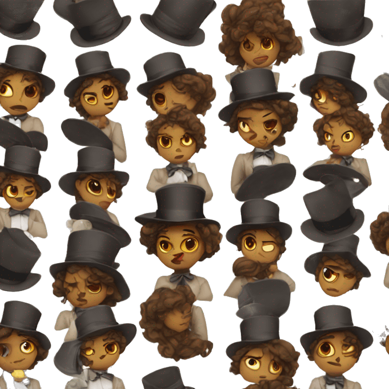 Disappointed brown girl with top hat emoji