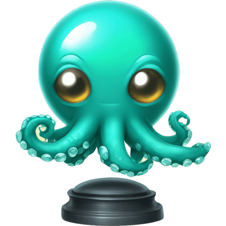 crystal ball with turquoise cute little medical octopus emoji