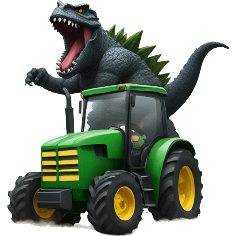 Godzilla driving a tractor emoji