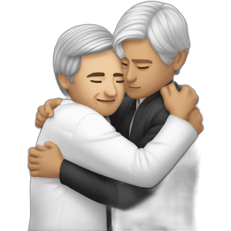 Joaquin Lopez Doriga hugging to Andres Manuel Lopez Obrador fronted emoji