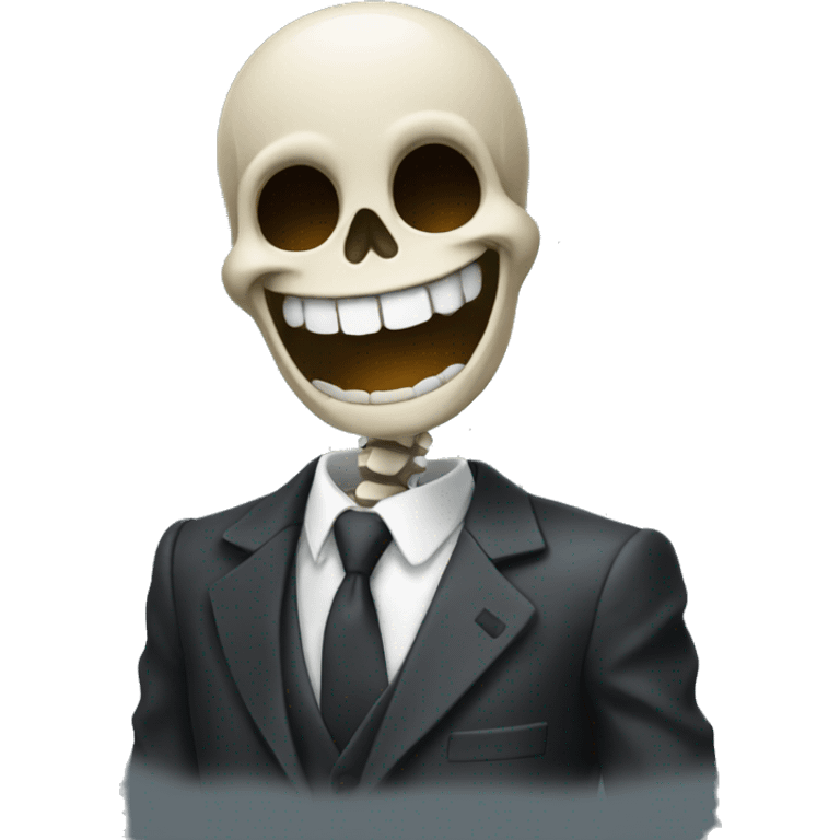 Skeleton laughing with suit and tie emoji