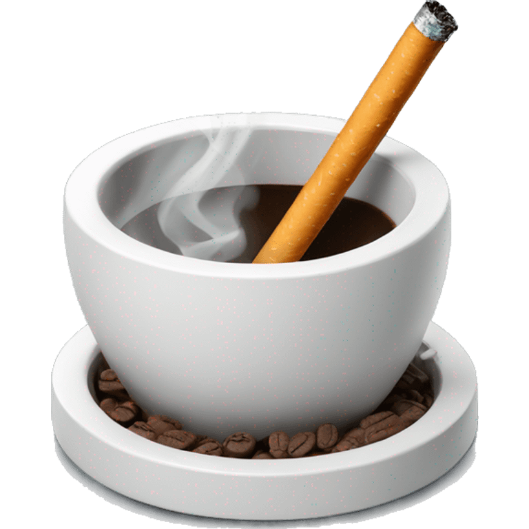 Cigarette in a ashtray, a cup of coffee beside  emoji