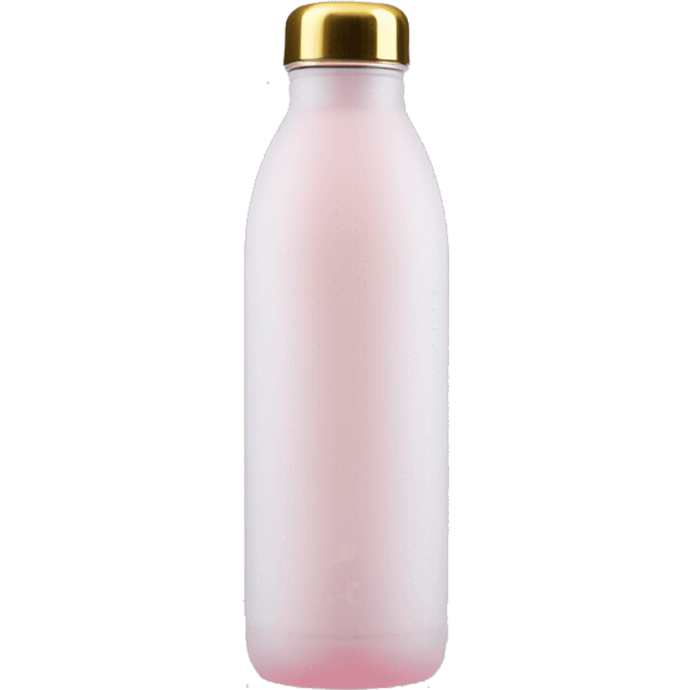  A frosted glass water bottle with a soft pink silicone sleeve and a gold cap. emoji