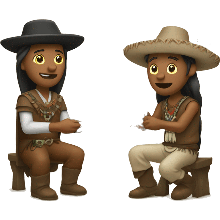 Pilgrims and American Indians eating pot roast  emoji