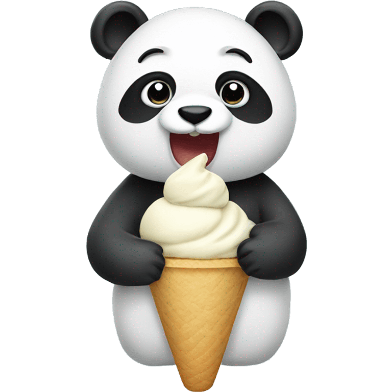 Panda eating ice cream emoji