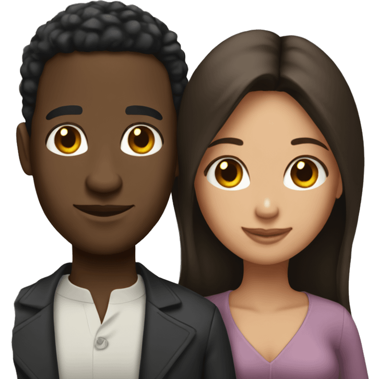 Black man and brunette woman in love emoji