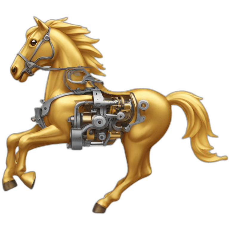 Mechanical golden running horse emoji