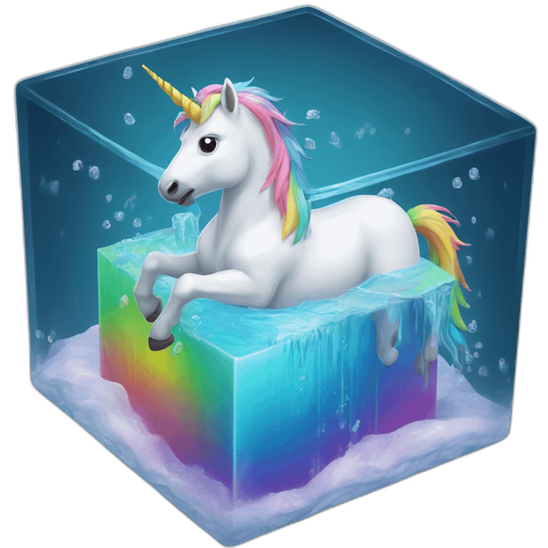 rainbow-unicorn-in-water-frozen-cube emoji