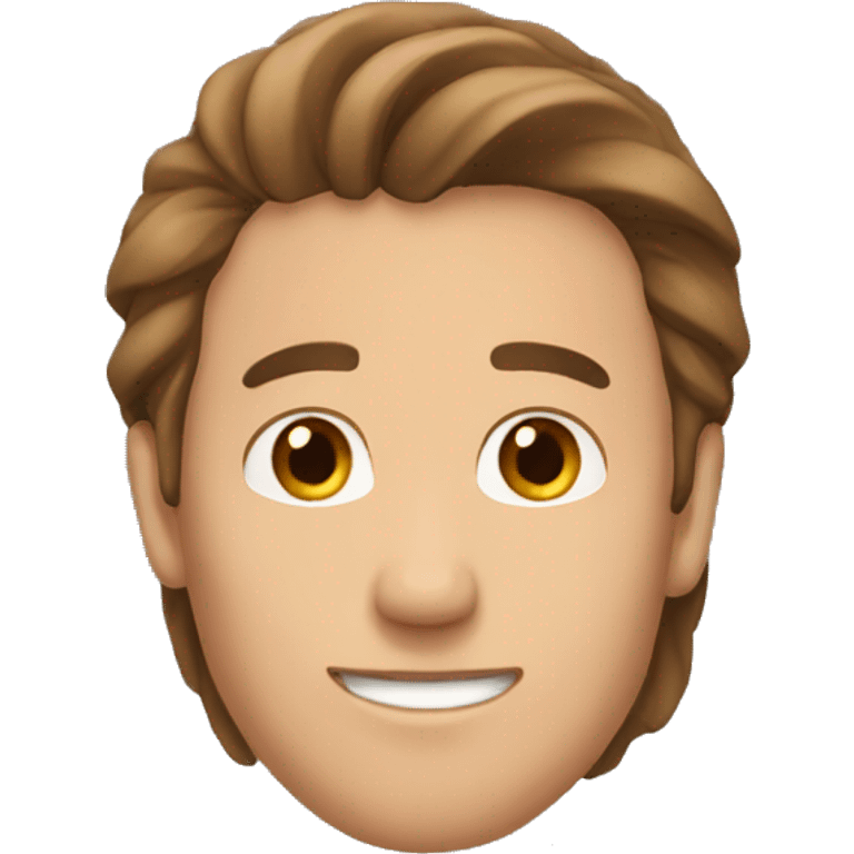 male, no beard, long brown hair in a queue emoji