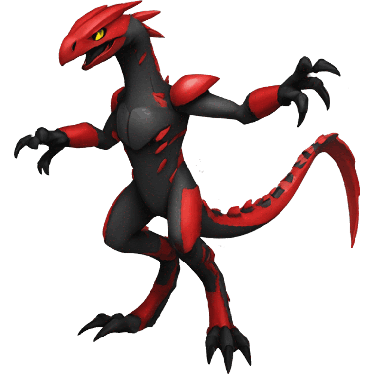  Cool Edgy Godly Futuristic Black Red Digimon-Fakemon-Raptor-Reptile full body emoji