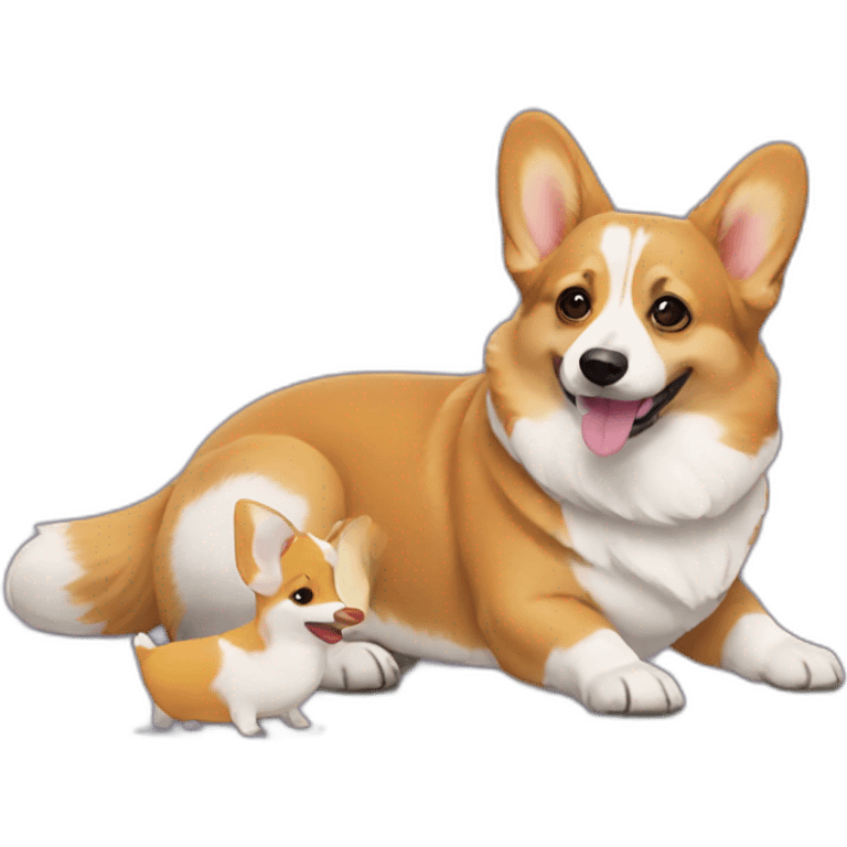 corgi with her friend duck emoji