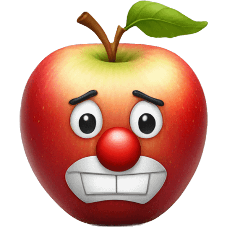 apple with a clown nose emoji