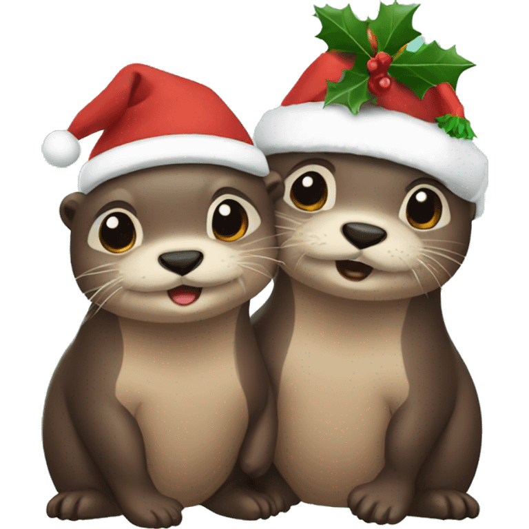 Two Otters at christmas emoji