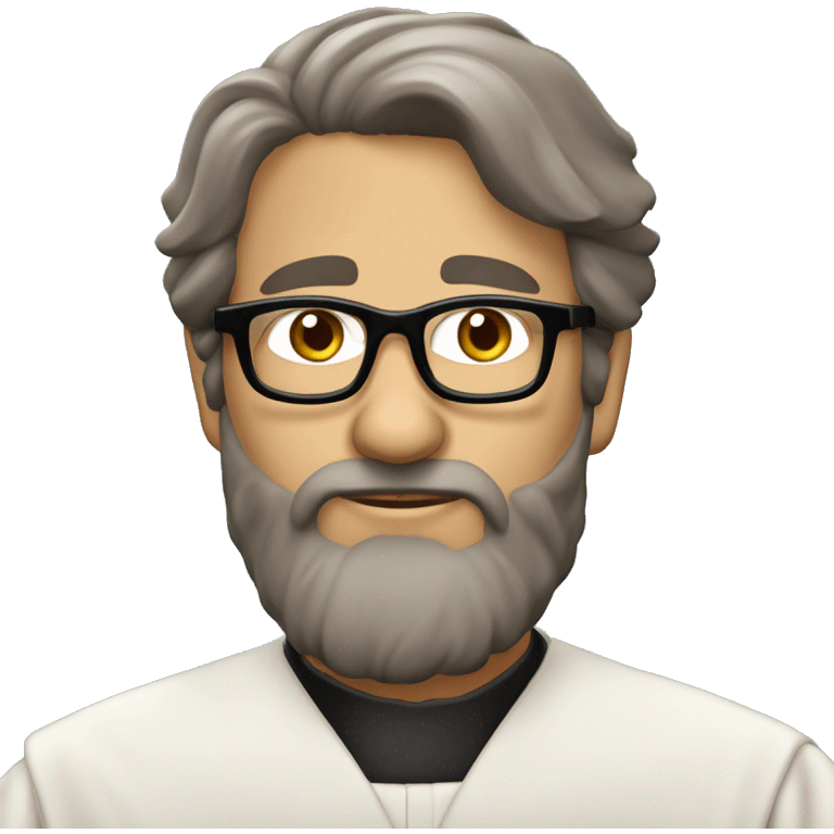 Sacerdote católico moreno con barba y gafas, poco pelo, gafas depasta, pelo moreno emoji