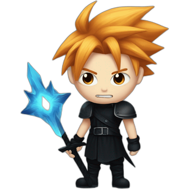 Ginger cloud strife with evil eye. Black clothes emoji