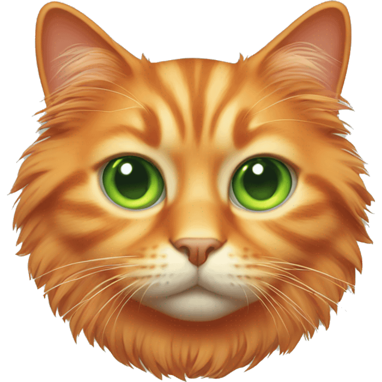 orange fluffy cat with green eyes emoji