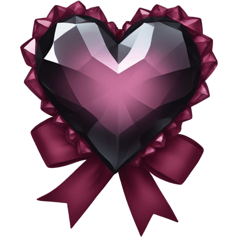 crystal black heart with burgundy bow emoji