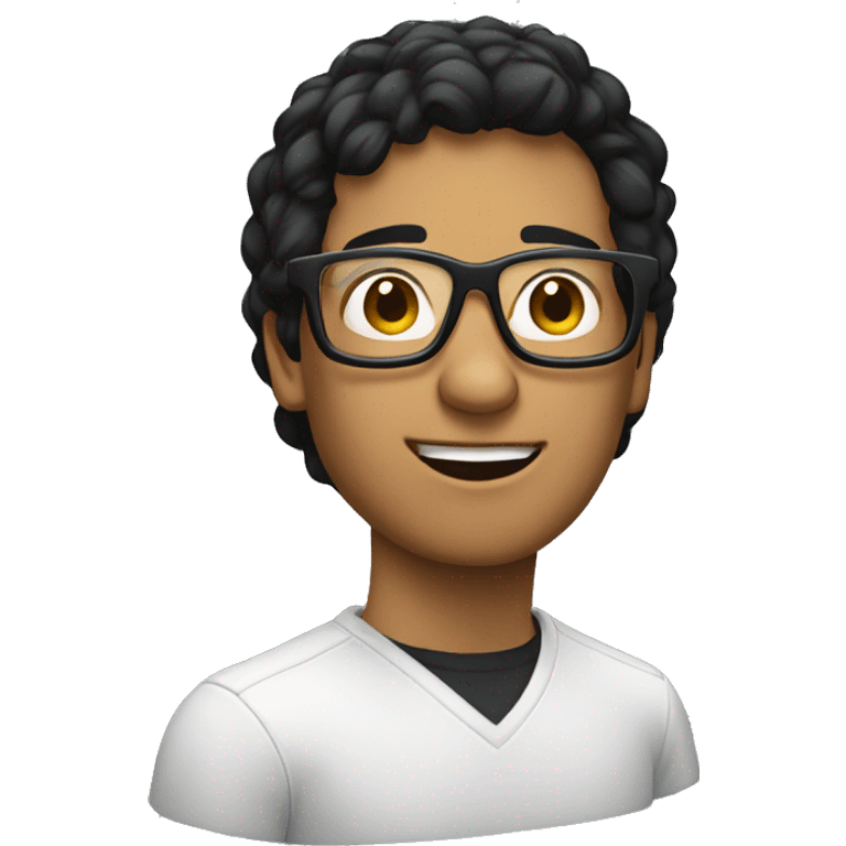 Web developer with specs, black hair  emoji