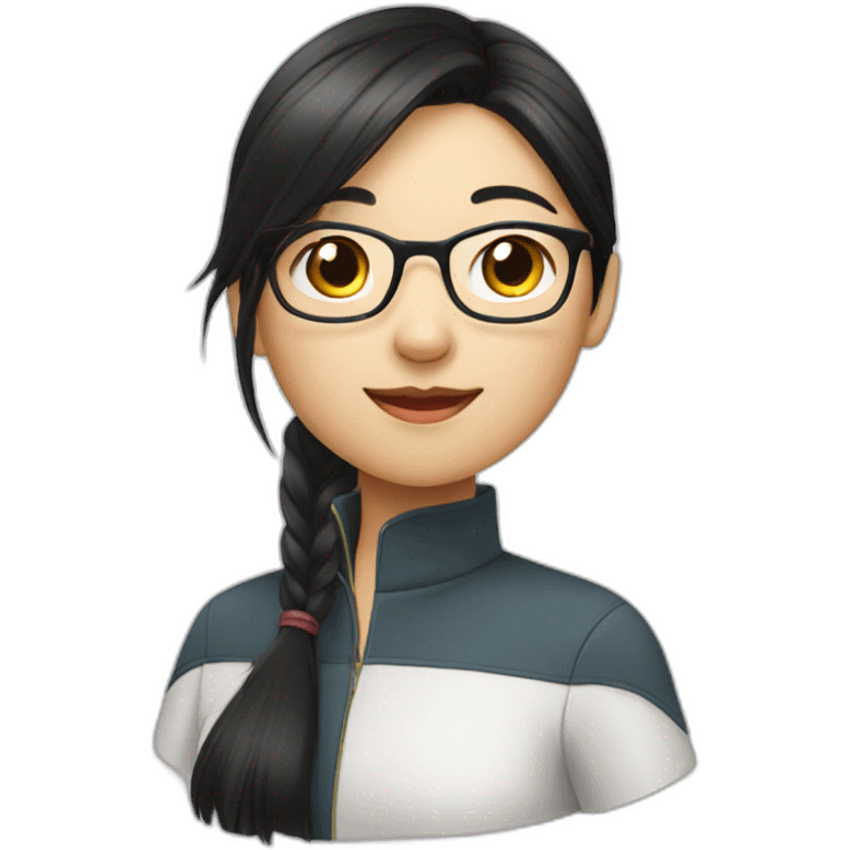 a Chinese girl student with black hair glasses emoji