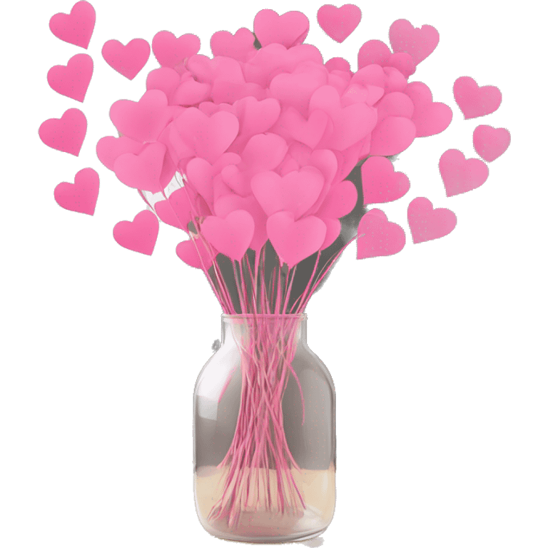 10000000 huge pink hearts on stems in a clear glass vase emoji