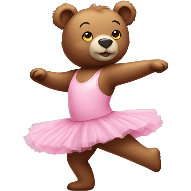 bear doing ballet in pink tutu emoji