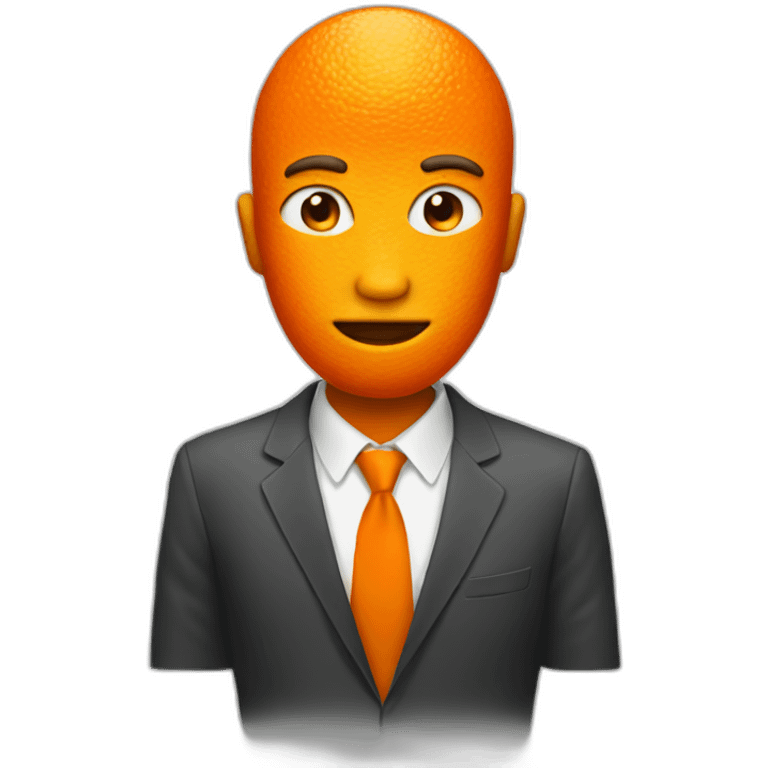 men with orange fruit head emoji