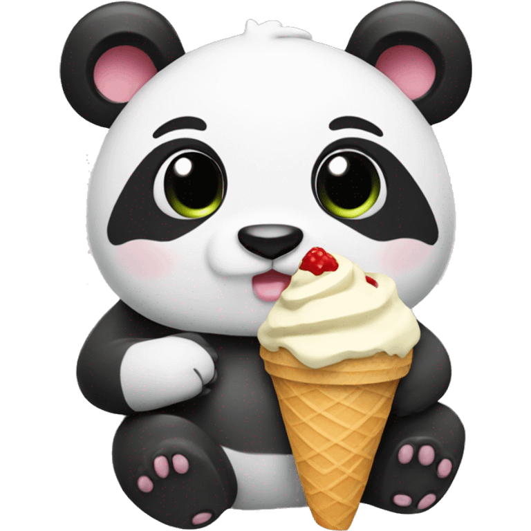 Panda eating ice cream emoji