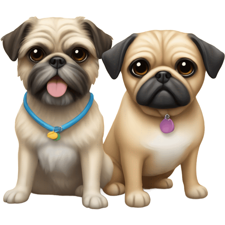 A Shih Tzu and a tan pug at the beach emoji