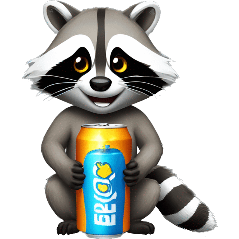 raccoon drinking energy drink emoji