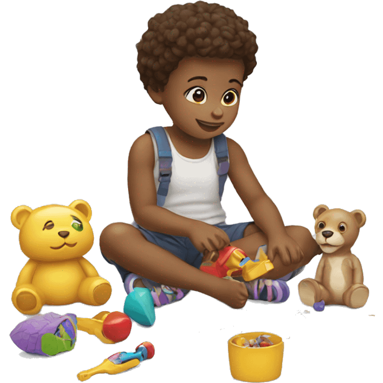 white child playing with toys emoji