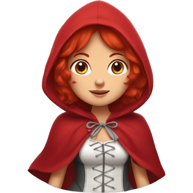 little red riding hood with red hair looks to the side emoji