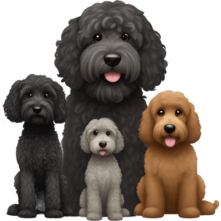 Big Black Labradoodle, grey Smaller Labradoodle and Brown big Labrsdoodle emoji