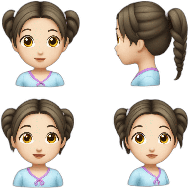 4yo Chinese girl with pigtails hairstyle. emoji