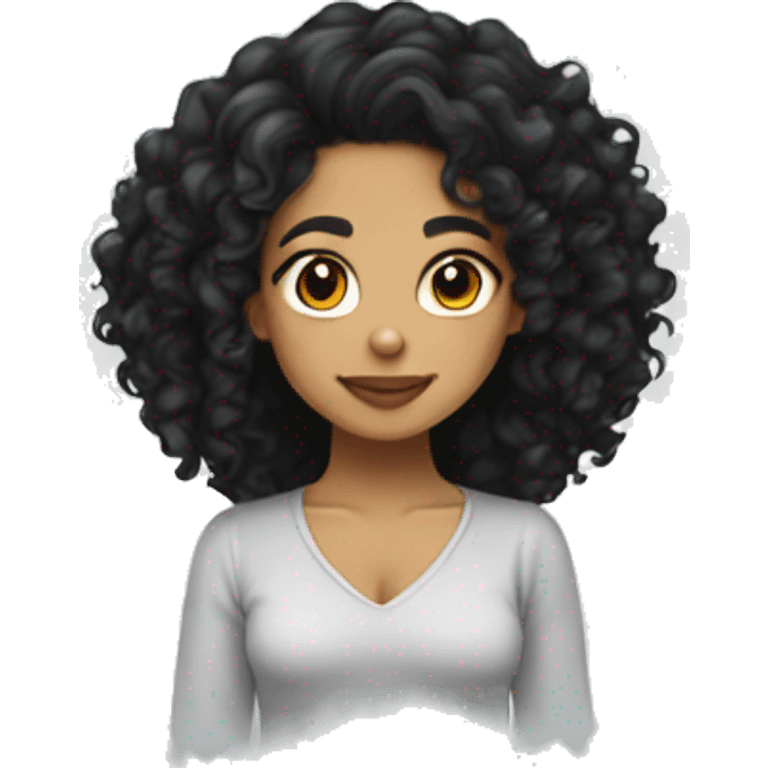 lightskin girl long black curly hair emoji