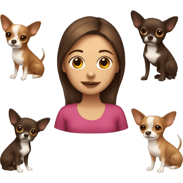 Brown hair woman with chihuahua emoji