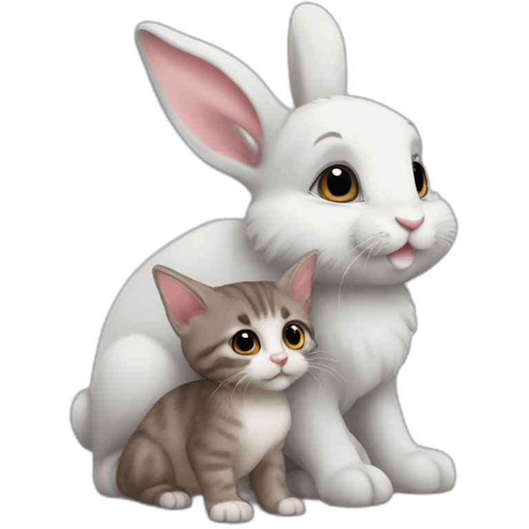 bunny kisses a kitten emoji